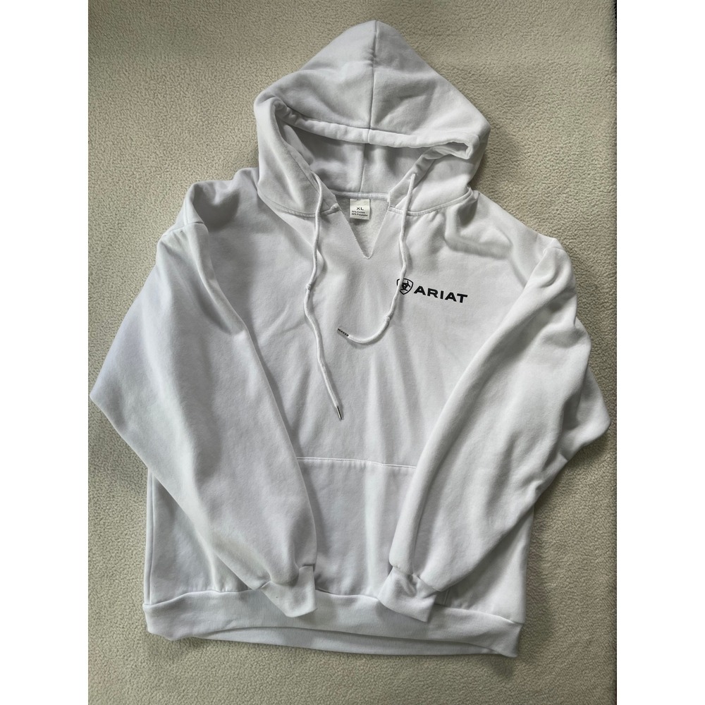 Ariat Mens Extra Large Hoodie White Flag Graphic Logo Pullover Sweatshirt